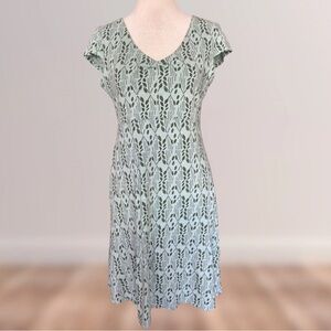 Toad&Co Rosemarie Dress in Green Leaf Pattern | Like New